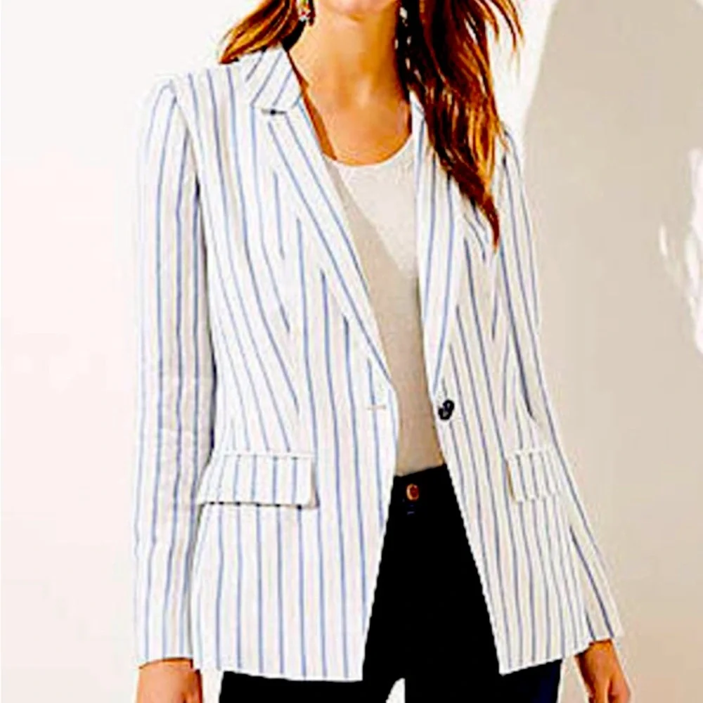 💕3 for $30💕 BNWT Loft Petite-PLUS SIZE Striped Modern Blazer - Picture 6 of 6